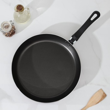 The “Expert” pan, d = 28 cm, plastic handle, glass cover, anti -stick coating, burgundy color-1
