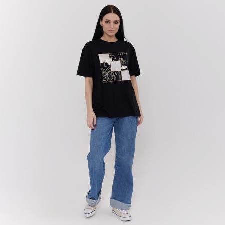 Female T-shirt, black color, ONE SIZE (42-46)-6