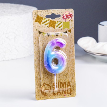 Candle in the cake on the skewer "Galaxy", the number 6, 5.5 cm-1