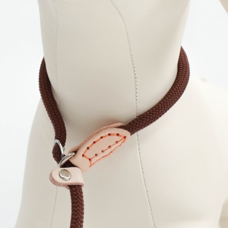 Ling-leather 150 cm x 6 mm, polyester and genuine leather, brown-1