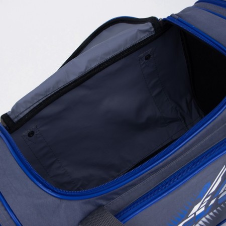 Road bag on lightning, 3 outer pockets, long belt, gray/blue color-2