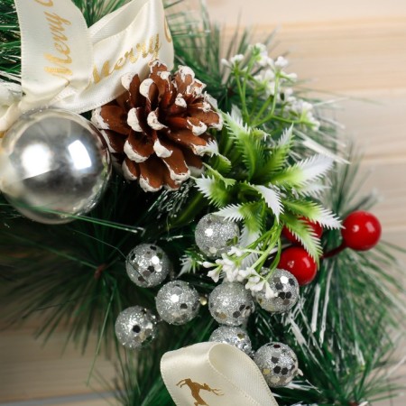 New Year's wreath D-30 cm "Blocking festival" bows berries berries-1