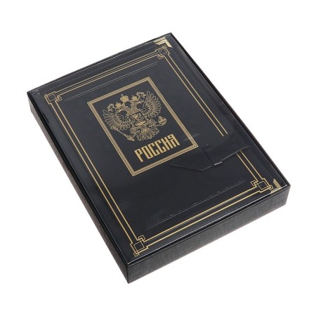Diary half -dated A5+, 192 leafs Escalada, firm binding with foam, artificial leather "Siff", pancake embossing, metal corners, foil embossing, cream offset 80 g/m², black-10