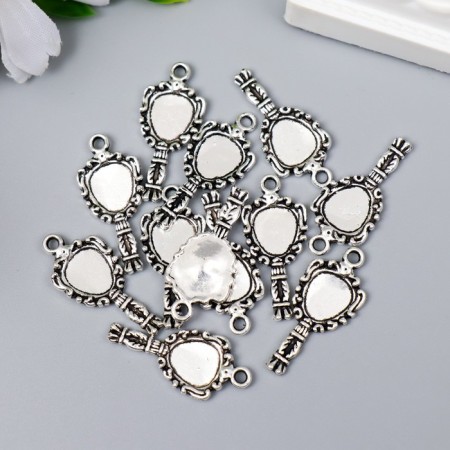 Decor Metal for creativity "Hand mirror" silver G141B561 2.9x1.3 cm-2