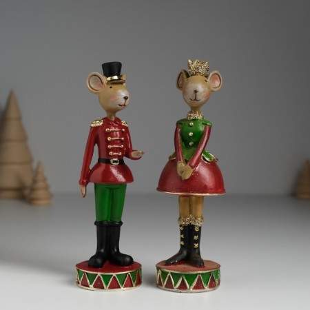 Polystone souvenir "Mouse/mouse in red-green outfit" mix 4.5x4x14.5 cm