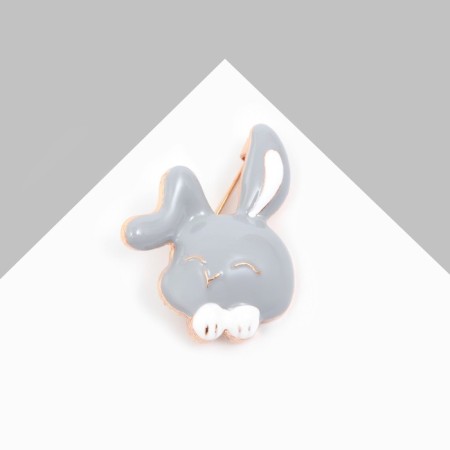Brooch "Rabbit" with paws, the color is gray-white in gold-1