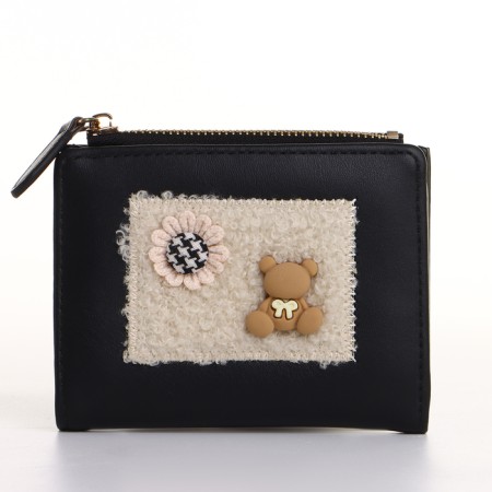 Women's wallet on the button, black color-2