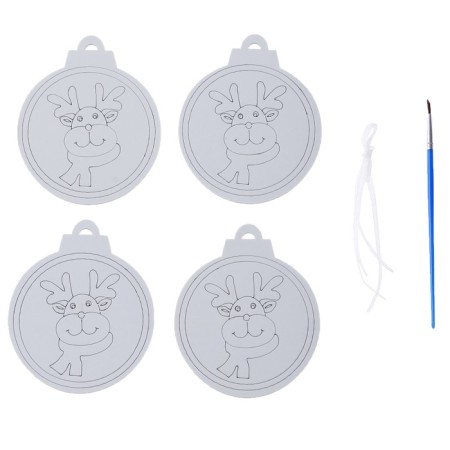 Christmas tree decoration for painting "Deer" 4 pcs., Brush-1