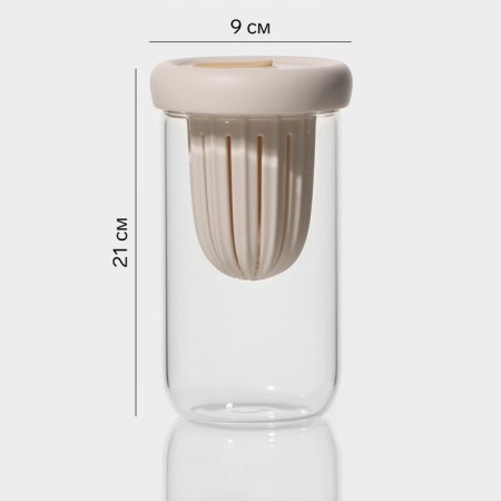 Glass glass with a lid and tube "Bjorn", 450 ml-2