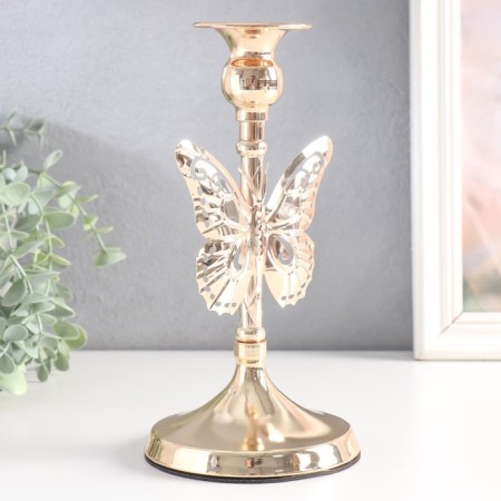 Summary metal per 1 candle "openwork butterfly" d-2.5 cm gold 11x11x20.5 cm-2