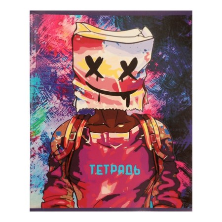 Notebook of 48 sheets in the cage "Mask", cover coated cardboard, selective UV-lak, OFSET block, mix-1
