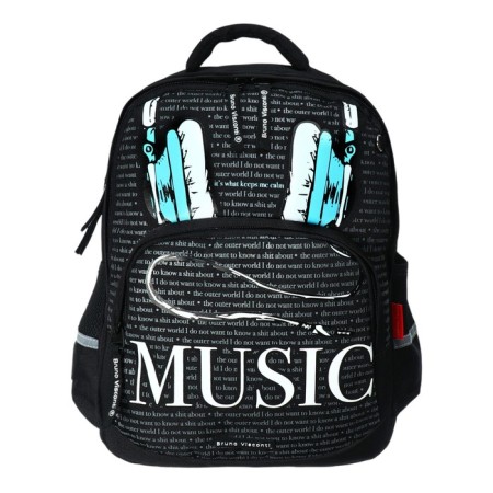School backpack 40 x 30 x 19 cm, ergonomic back, Bruno visconti 12-002 Soundmania, black-2
