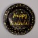 Paper plate “Happy Birthday”, D = 18 cm, set 6 pcs., Black color