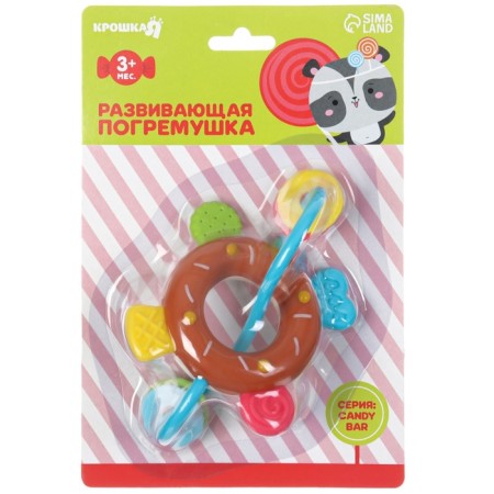 The rattle "Sweets: Donut", with elastic elements, color mix, crush me-16
