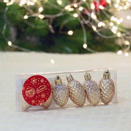 Christmas tree decoration "Forest cones" (set 6 pcs) 2.5x4 cm, gold-1