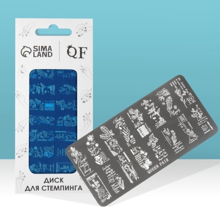 Stamping disk Metal "Flower Sketches", 12 × 6 cm-1