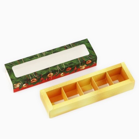 Box for 5 sweets with cells "New Year's Lights" 21 x 3.3 x 5.8 cm, New Year-3