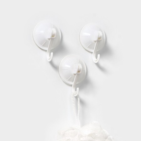 Hooks on the vacuum suction cup “Classic”, 3 pcs, white color-3