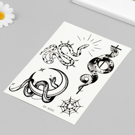 Tattoo on the body black "snakes" 21x14.8 cm-1