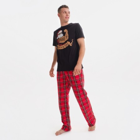 Pajama New Year's male KAFTAN "New Year", red/black color, size 48-5