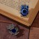 Brooch-reinforcing owl eyes, blue color in black silver (indivisible packing 12 pcs., Price per pcs.)