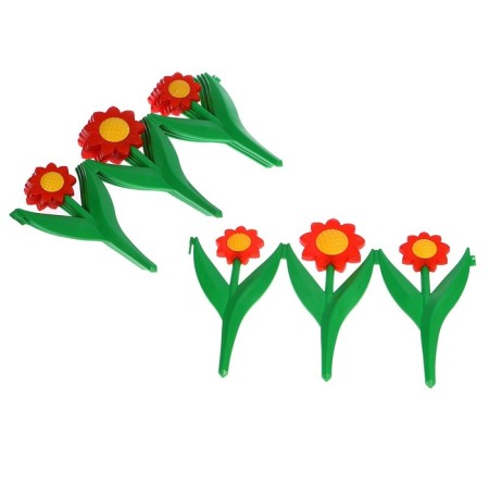 Decorative fence for the garden and garden, 32.5 × 225 cm, 5 sections, plastic, red flower, "chamomile"-7
