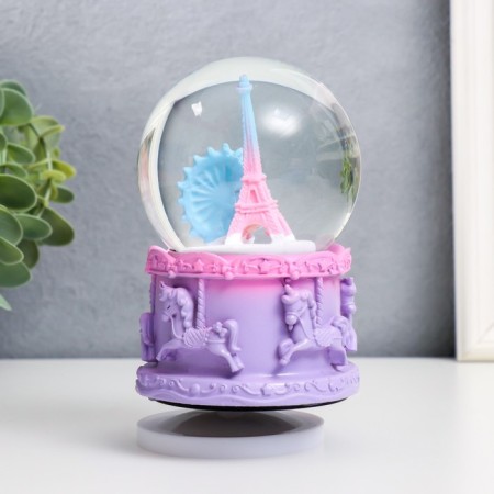 Souvenir Polystone Water Ballion Music "Eiffel Tower and Ferris Wheel" MIX 12x8x8 cm-2