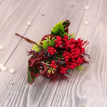 Decor "Winter Dreams" Kalina red 15 cm
