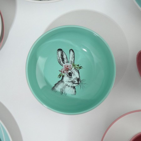 A set of dishes for 4 persons "Easter. Forest characters ”, 16 objects: 4 plates 23 cm, 4 bowls 14.5 cm, 4 circles 250 ml, 4 saucers 15 cm.-10