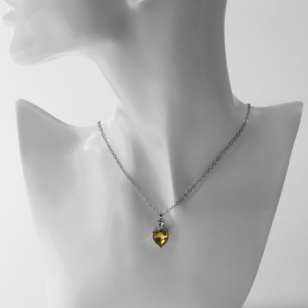 Piece "heart" with a rhinestone, white-yellow color in silver, 42 cm-3