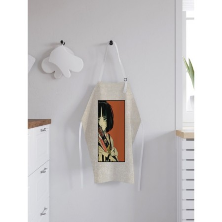 Apron of a kitchen with a photo print "Japanese girl", adjustable, size OS-1
