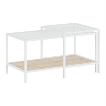Table Journal duet, 941 (488) x488 (544) x457 (500), white muar/oak sonoma/glass-1