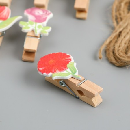 Decor for creativity wood "clothespin. Flower" set 10 pcs 4x2.3x1.2 cm-2