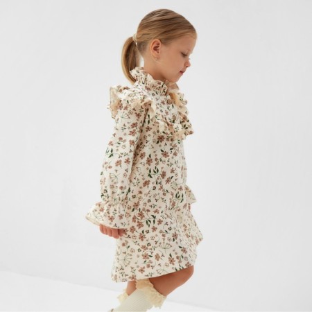 Платье для девочки MINAKU: Cotton collection цвет бежевый, р-р 104-2