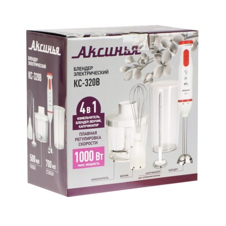 Aksinya KS-320V blender, submersible, 1000W, 0.5/0.7 l, 9 speeds, turbojet, white-red 1013162-9