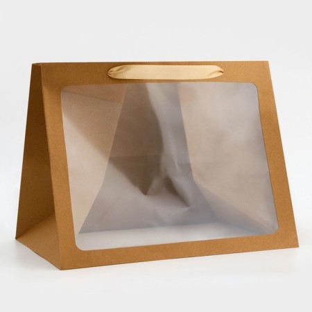 Gift package with a wide bottom and window 35 x 29 x 28 cm, craft