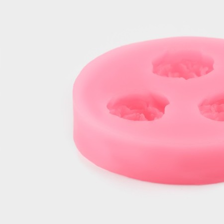 Mold Dolyana "Three Small Roses", silicone, 4.5 cm, pink color-3