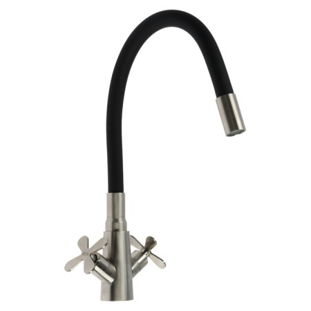 Kitchen mixer Zein Z3730, two -wound, black flexible spout, satin case-3