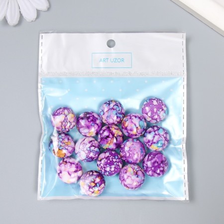 Beads for creativity plastic "Marble. Violet" set of 15 pcs 1.7x1.7x1 cm-2