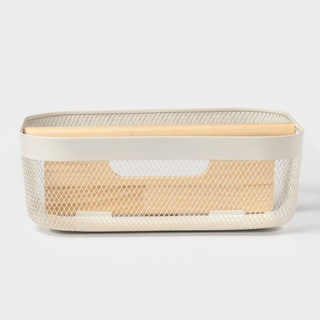 Universal Basket LADOM "Halves", rectangular, with a pen, 32.5 × 24.5 × 11.5 cm, white-5