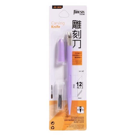 Chancellery knife, blade 4 mm, (scalpel shape) Plastic/metal housing, 12 interchangeable blades, Mix case-10