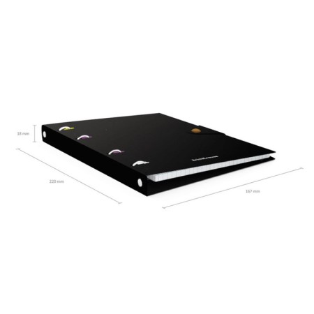 Notebook on rings A5, 80 sheets in the Erichkrause "Accent" cage, plastic cover, button, offset unit, whitewash 100%, mix-11