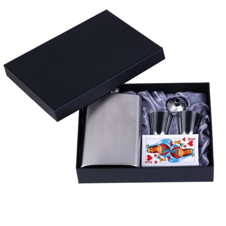 Gift set 5 in 1: Flaw 300 ml, glasses 30 ml, funnel 2.5 x 3.5 cm, cards 54 pcs-1