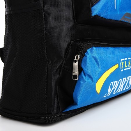 A backpack on a zipper with an increase, 55l, 5 external pockets, blue color-7