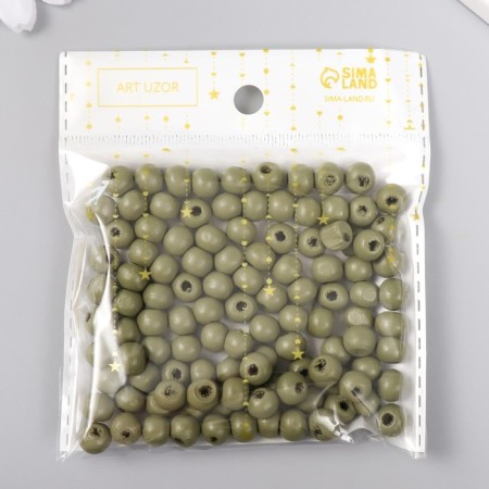 Beads for creativity wood "moss" d-0.8 cm, set of 20 g-2
