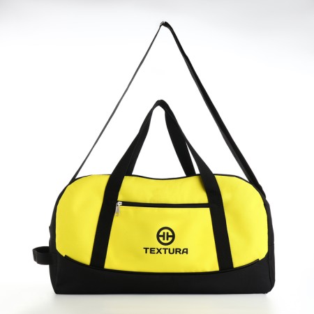 Sports bag, textura, average size, black color/lemon