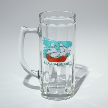 Glass mug for beer "Hamburg. Sea Adventure ", 500 ml, MIX drawing-4