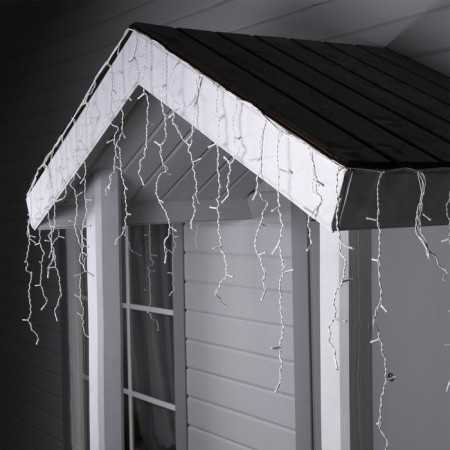 Garland "fringe" 3 × 0.6 m, IP44, UMS, white thread, 160 smd-led, white glow, 220 V-1