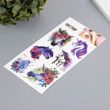 Tattoo on the body color "Violet unicorn" 10x20.5 cm-1