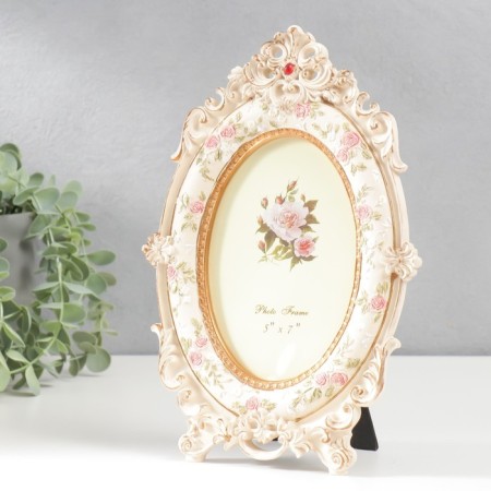Photo frame Polystone 13x18 cm "Small roses" oval, on legs 28x19 cm-1